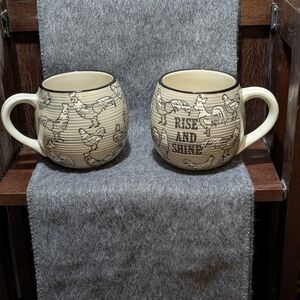 Karma Cream and Black Chicken Mugs